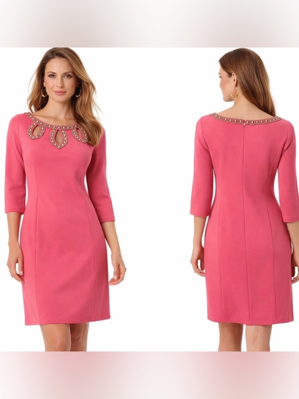 Lilly Pulitzer dress 6 Brontë embellished shift 3/4 sleeves Coral color NWT